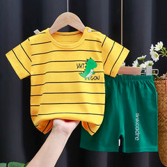 Cartoon Cotton T-Shirt + Shorts Kids Clothes Set