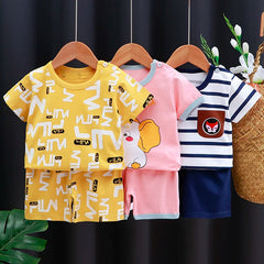 Cartoon Cotton T-Shirt + Shorts Kids Clothes Set