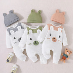 Cartoon Bear Ears Onesies Romper with Hat