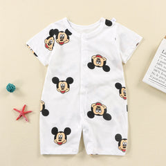 Mickey Cartoon Print Cotton Rompers