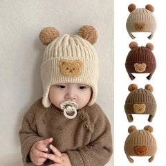 Cartoon Bear Ear Protection Baby Beanie Cap