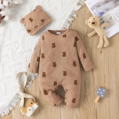 Cartoon Bear Onesies Romper with Gift Hat Set