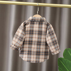 IENENS Kids Plaid Cotton Long Sleeve Shirt