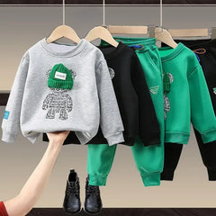 Cartoon Bear Sweatshirt and Pants Set