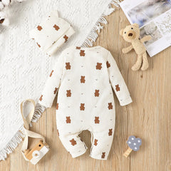 Cartoon Bear Onesies Romper with Gift Hat Set