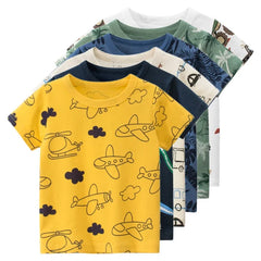 Cartoon Car Print Short Sleeve T-Shirt for Kids