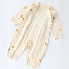 Cartoon Bear Muslin Newborn Jumpsuit