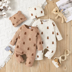 Cartoon Bear Onesies Romper with Gift Hat Set