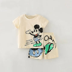 Mickey Cartoon Printing Kids Pajamas Set