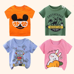 Summer Cartoon Print Short Sleeve T-Shirt for Kids